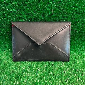 Coach Rare Black Leather Mini Envelope Card Holder Case